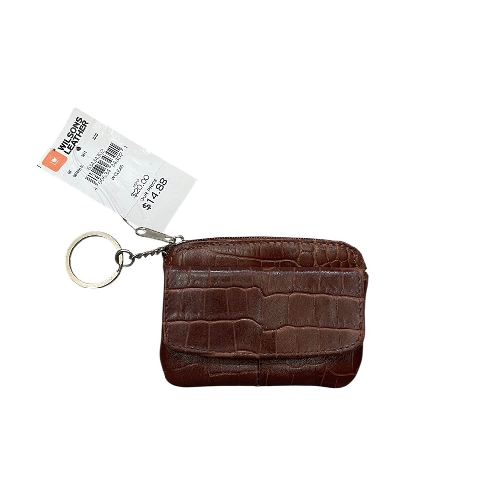 Wilson Leather Vintage New with tags Small Croc Embossed Leather Mini Zip Pouch
